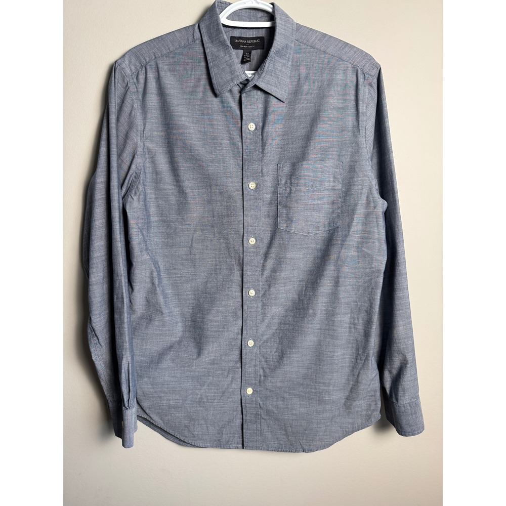 Banana Republic Factory Non-Iron Slim Fit Grey Button Up Shirt M Work Minimalist